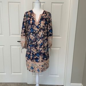 Rebecca Taylor Pink Blue Floral Long Sleeved Silk Mini Dress Size 0 (women’s 4)